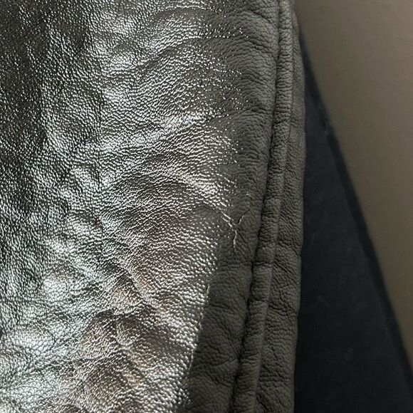 H&M Faux Leather Sleeve Faux Shearling Collar Coat - Picture 7 of 10